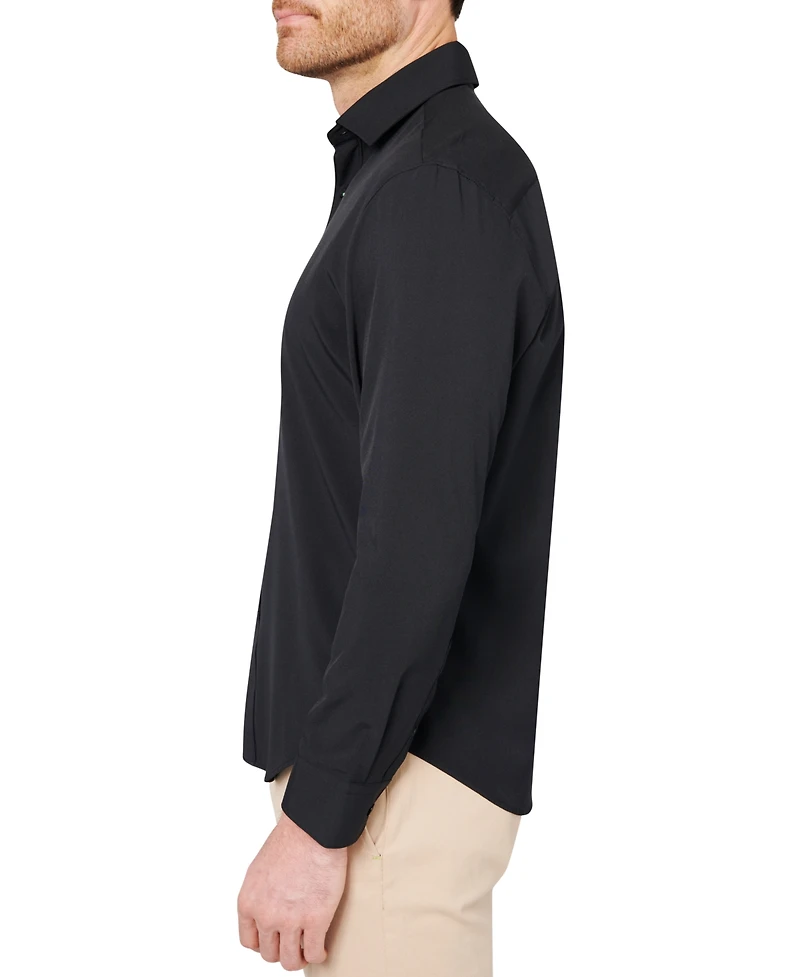 Society of Threads Men's Regular Fit Non-Iron Performance Stretch Solid Button-Down Shirt