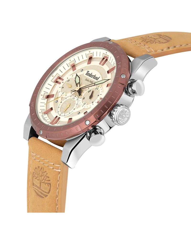 Timberland Men's Fitzwilliam Wheat Leather Strap Watch 46mm