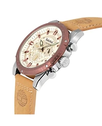 Timberland Men's Fitzwilliam Wheat Leather Strap Watch 46mm