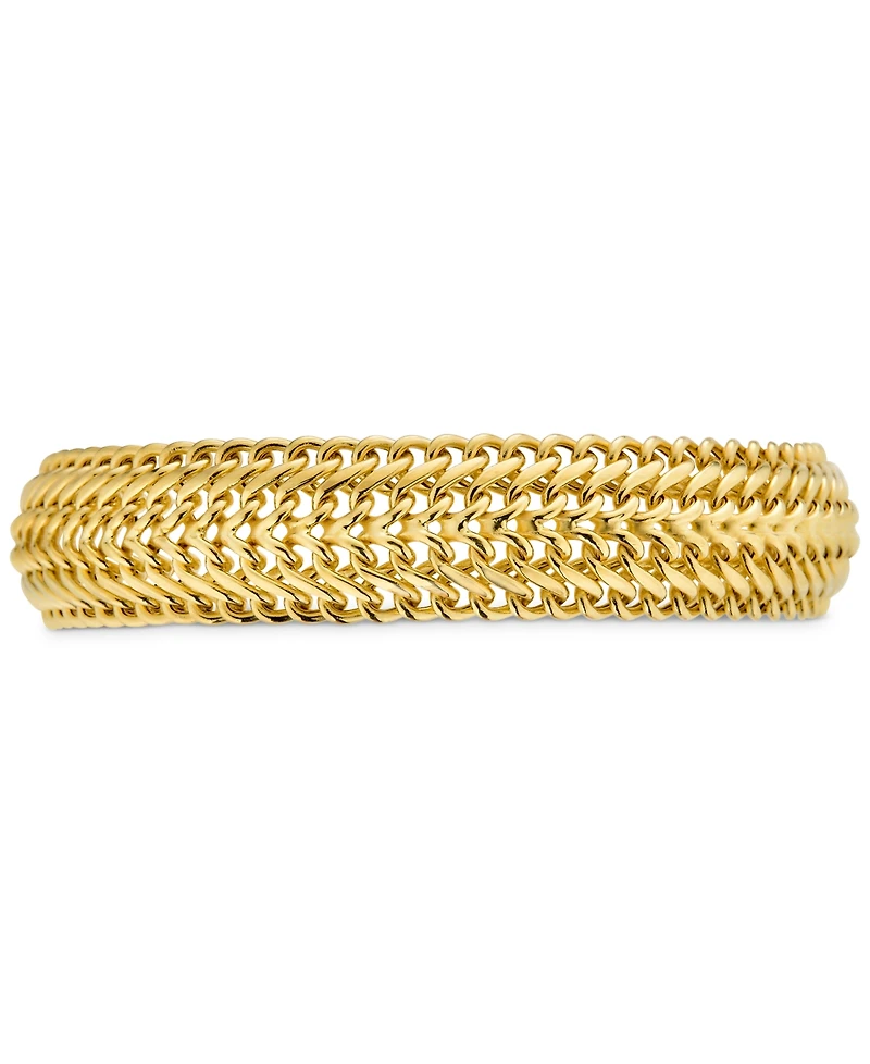 Woven Link Wide Chain Bracelet in 10k Gold