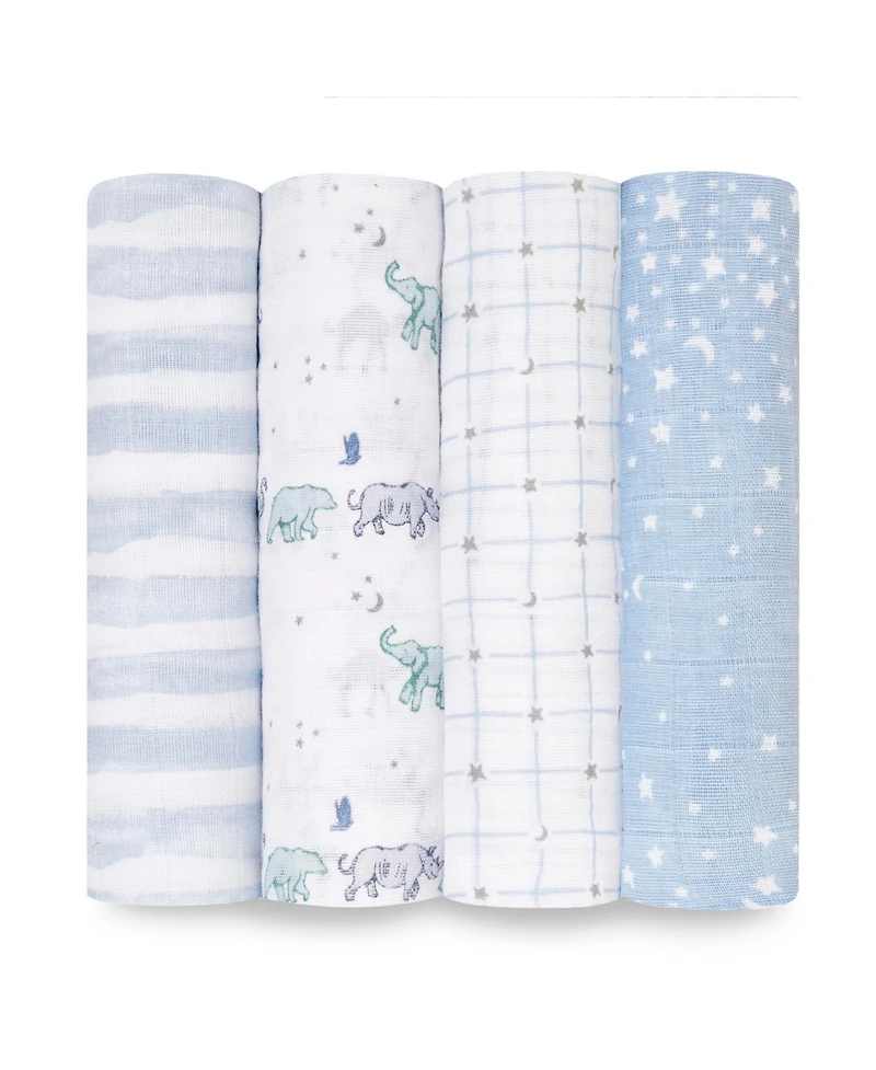 aden by aden + anais Baby Boys or Baby Girls Star Swaddle Blankets, Pack of 4