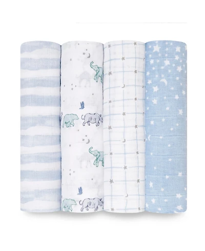 aden by aden + anais Baby Boys or Baby Girls Star Swaddle Blankets, Pack of 4