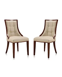 Manhattan Comfort Fifth Avenue 2-Piece Leatherette Upholstered Dining Chair Set