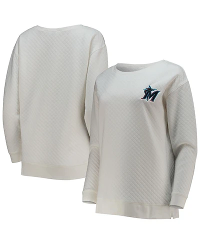 Women's Concepts Sport White, Cream Miami Marlins Quilted Pullover Sweatshirt