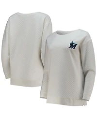 Women's Concepts Sport White, Cream Miami Marlins Quilted Pullover Sweatshirt