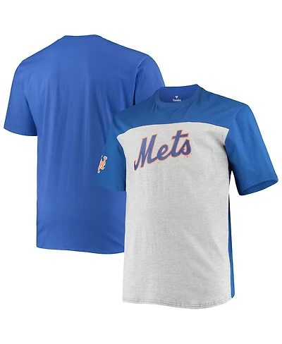 Men's Fanatics Royal and Heathered Gray New York Mets Big and Tall Colorblock T-shirt