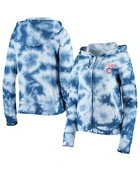 Women's New Era Royal Chicago Cubs Tie-Dye Fleece Full-Zip Hoodie
