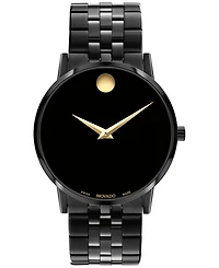 Movado Unisex Swiss Museum Classic Black Pvd Stainless Steel Bracelet Watch 40mm