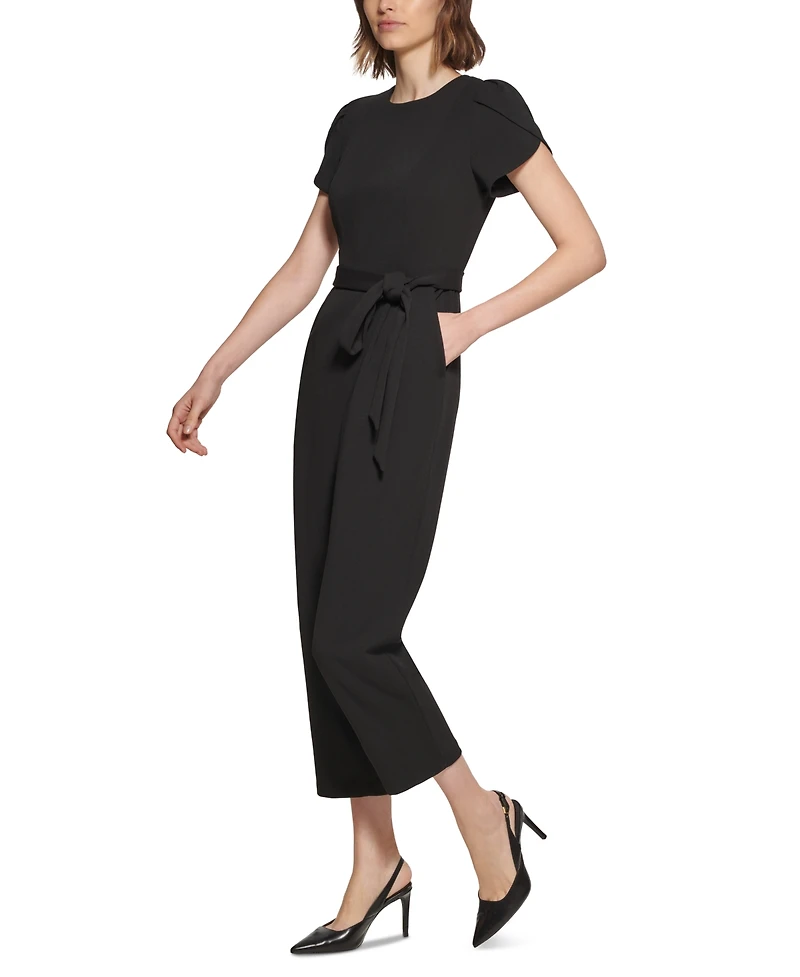 Calvin Klein Women's Tie-Waist Tulip-Sleeve Jumpsuit