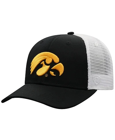 Men's Top of the World Black, White Iowa Hawkeyes Trucker Snapback Hat