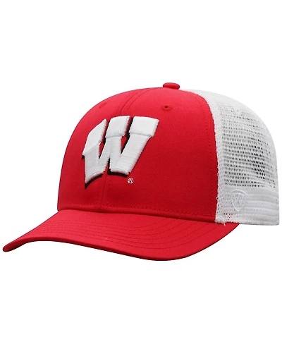 Men's Top of the World Red, White Wisconsin Badgers Trucker Snapback Hat