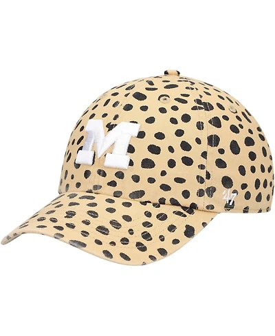 Women's '47 Brand Tan Michigan Wolverines Cheetah Clean Up Adjustable Hat