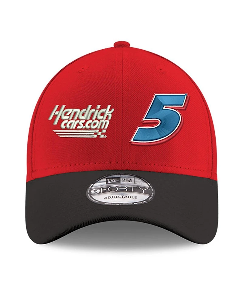 Men's New Era Scarlet, Black Kyle Larson Double Whammy 9Fifty Snapback Adjustable Hat