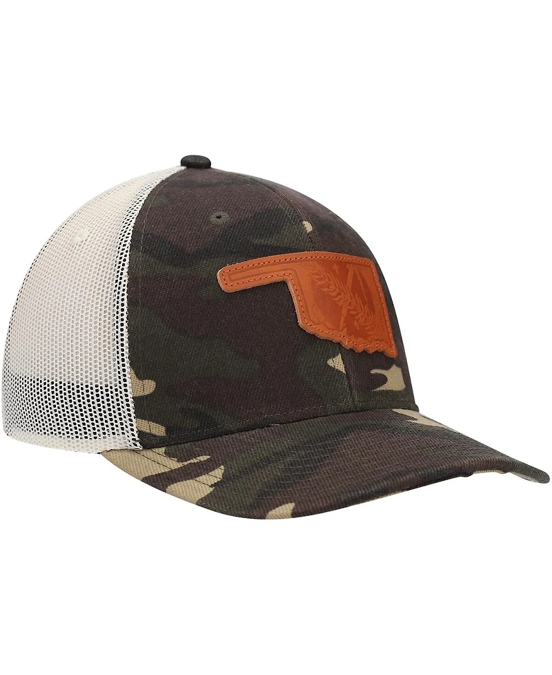 Men's Local Crowns Camo Oklahoma Icon Woodland State Patch Trucker Snapback Hat