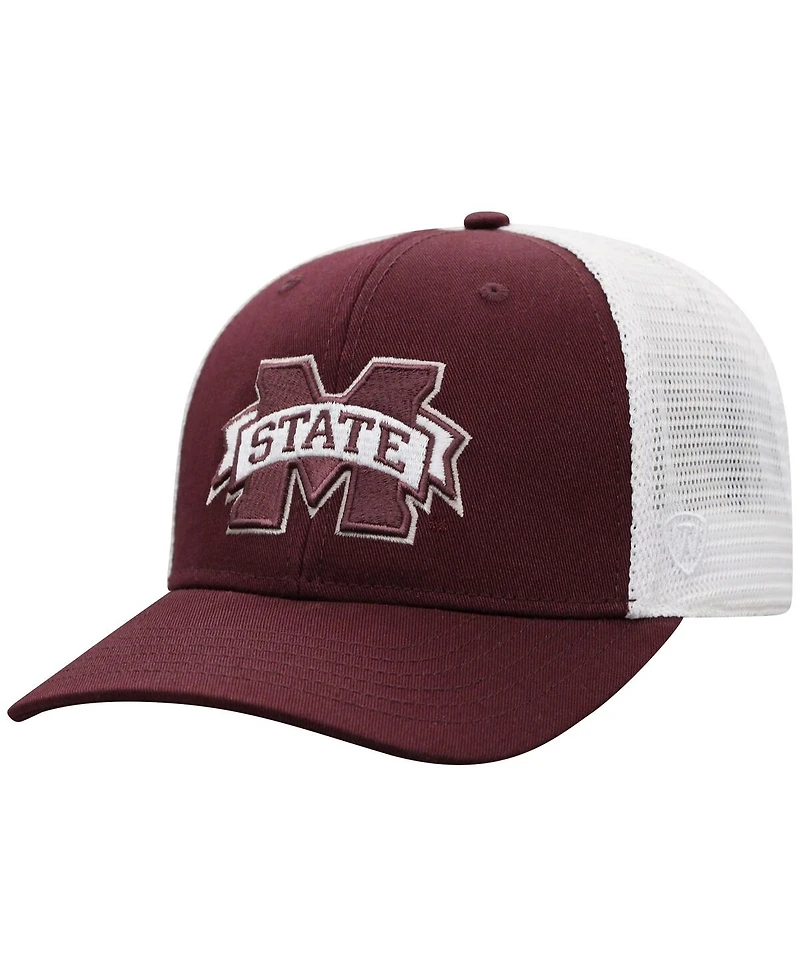 Men's Top of the World Maroon, White Mississippi State Bulldogs Trucker Snapback Hat