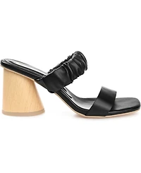 Journee Collection Women's Fayth Ruched Block Heel Sandals