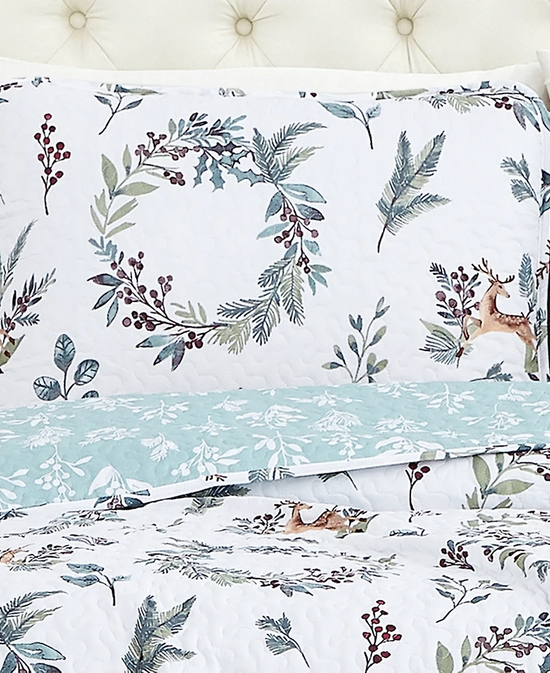 Southshore Fine Linens Happy Holidays Oversized Reversible -Pc. Quilt Set