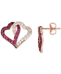 Le Vian Passion Ruby (5/8 ct. t.w.) & Nude Diamond (1/2 ct. t.w.) Interlocking Heart Stud Earrings in 14k Rose Gold