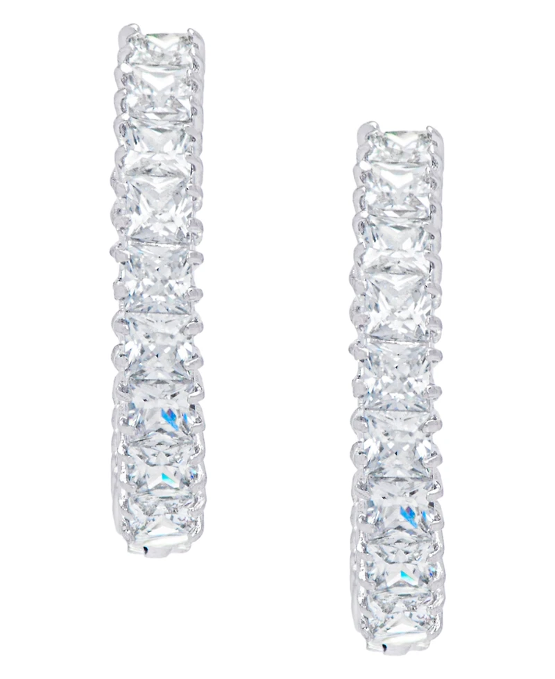 Women's Fine Silver Plated Cubic Zirconia Hoop Earrings