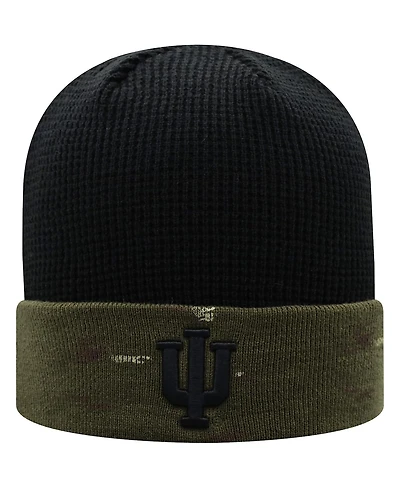 Men's Top of The World Olive, Black Indiana Hoosiers Oht Military-Inspired Appreciation Skully Cuffed Knit Hat