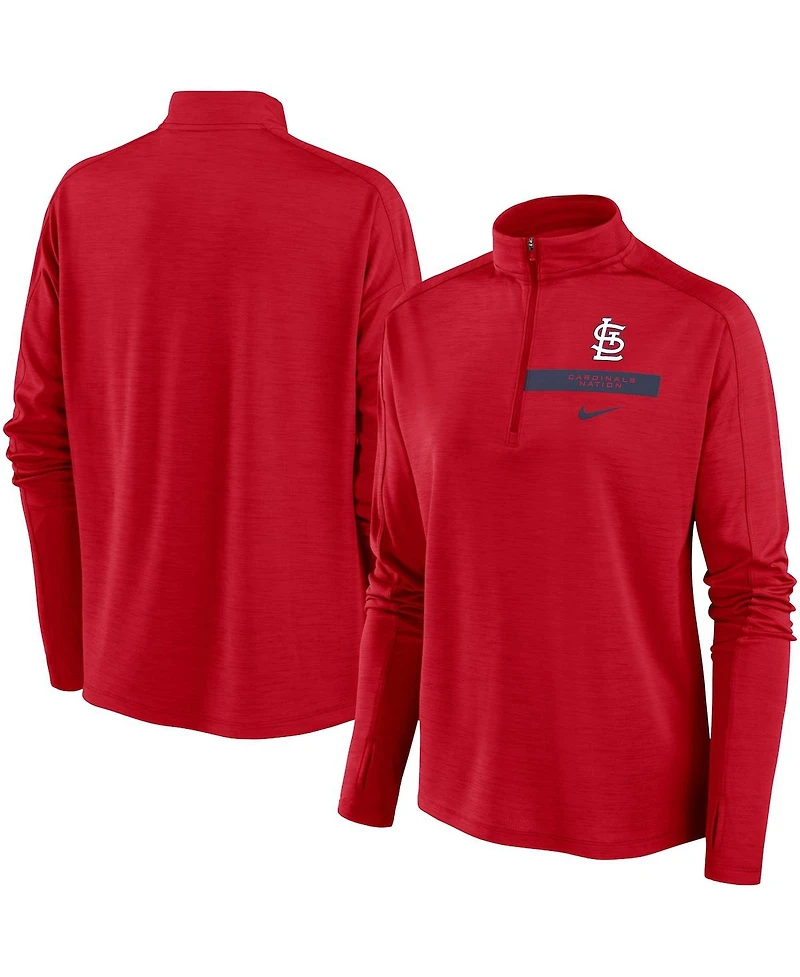 Women's Nike Red St. Louis Cardinals Primetime Local Touch Pacer Quarter-Zip Top