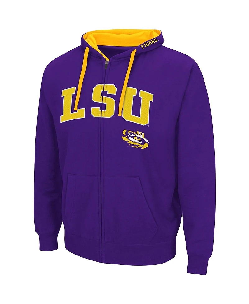 Men's Colosseum Purple Lsu Tigers Big and Tall Full-Zip Hoodie