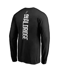 Men's Fanatics LaMarcus Aldridge Black San Antonio Spurs Backer Name and Number Long Sleeve T-shirt