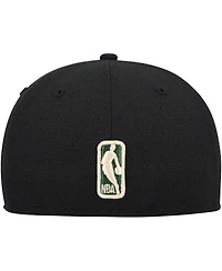 Men's New Era Black Milwaukee Bucks Champs Trophy 59Fifty Fitted Hat