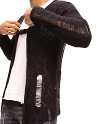 Ron Tomson Men's Modern Buckled Long Cardigan Sweater