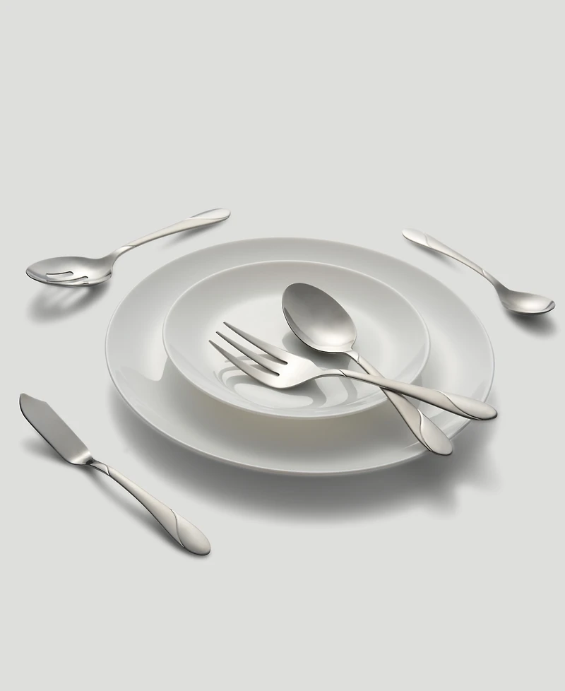 Cambridge Silversmiths Swirl Sand 89-Piece Flatware Set, Service for 12