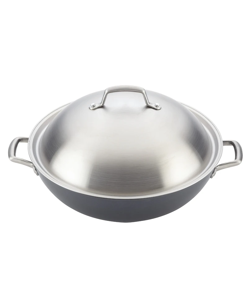 Anolon Accolade Forged Hard-Anodized Nonstick Wok with Lid, 13.5-Inch, Moonstone