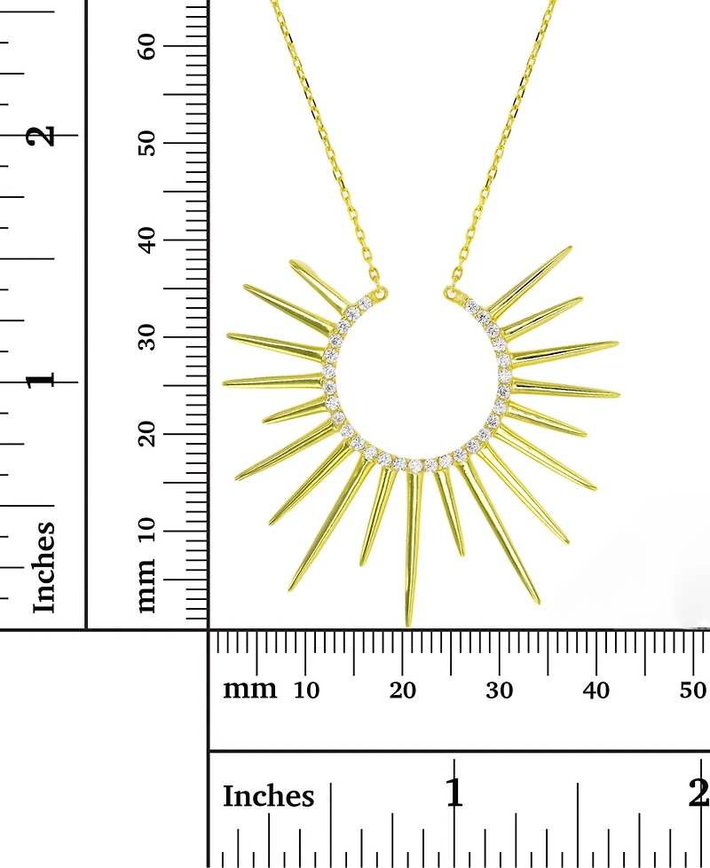 Cubic Zirconia Sun Ray Pendant Necklace, 16" + 2" extender