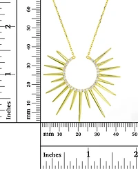 Cubic Zirconia Sun Ray Pendant Necklace, 16" + 2" extender
