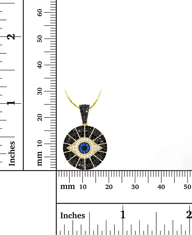 2-Pc. Set Cubic Zirconia Evil Eye Pendant Necklace & Matching Stud Earrings in 14k Gold-Plated Sterling Silver