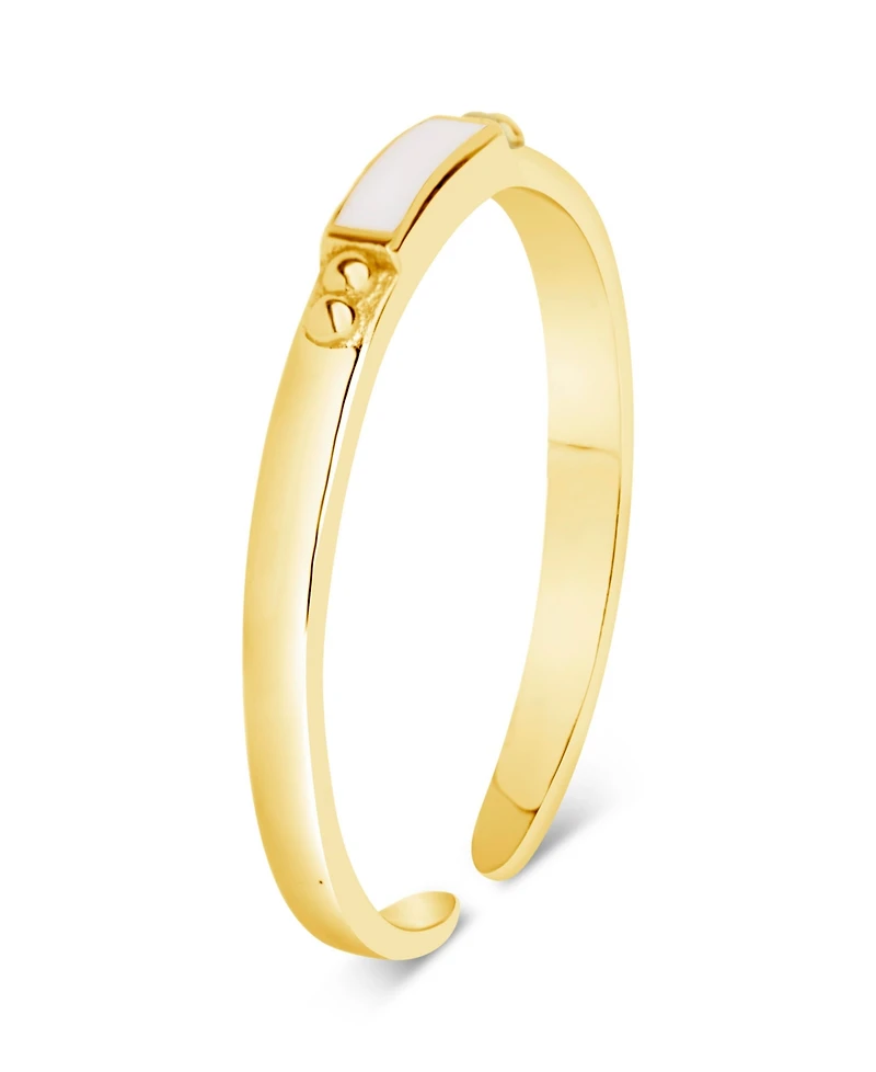 Sterling Forever Sterling Silver Thin Enamel Open Signet Ring