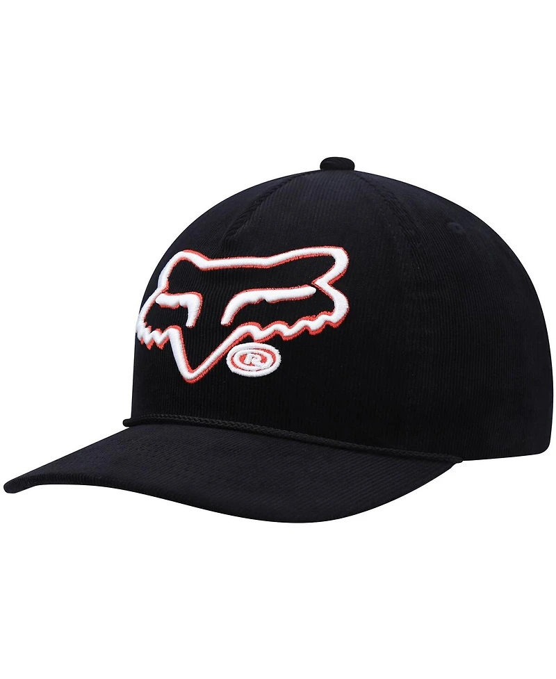 Men's Black Fox Racing Brushed Snapback Hat