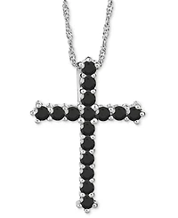 Onyx Cross 18" Pendant Necklace Sterling Silver (Also Turquoise)