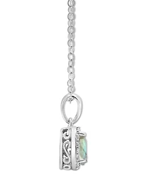 Labradorite & Diamond Accent Pear 18" Pendant Necklace Sterling Silver (Also Onyx, Turquoise)