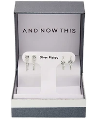 Women's Crystal Hoop Earrings Set, 4 Pieces