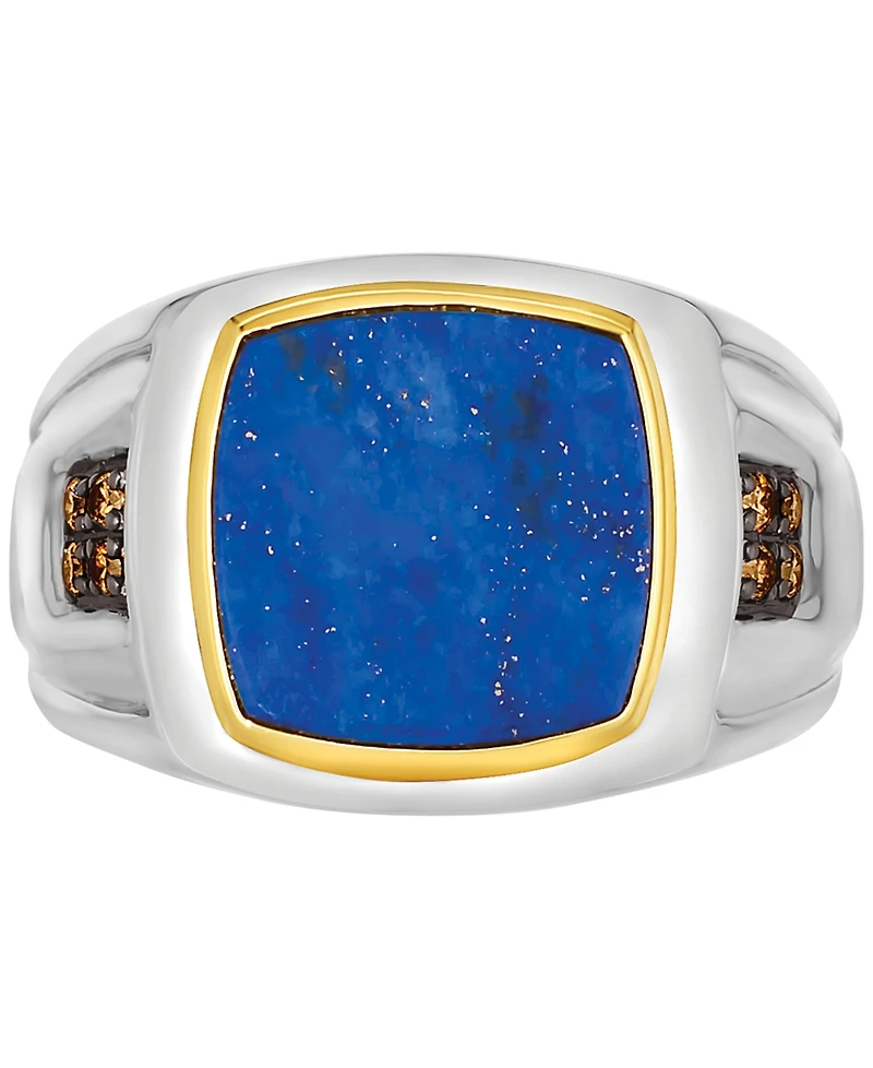 Le Vian Men's Lapis Lazuli & Chocolate Diamond (1/10 ct. t.w.) Ring in Sterling Silver & 14k Gold