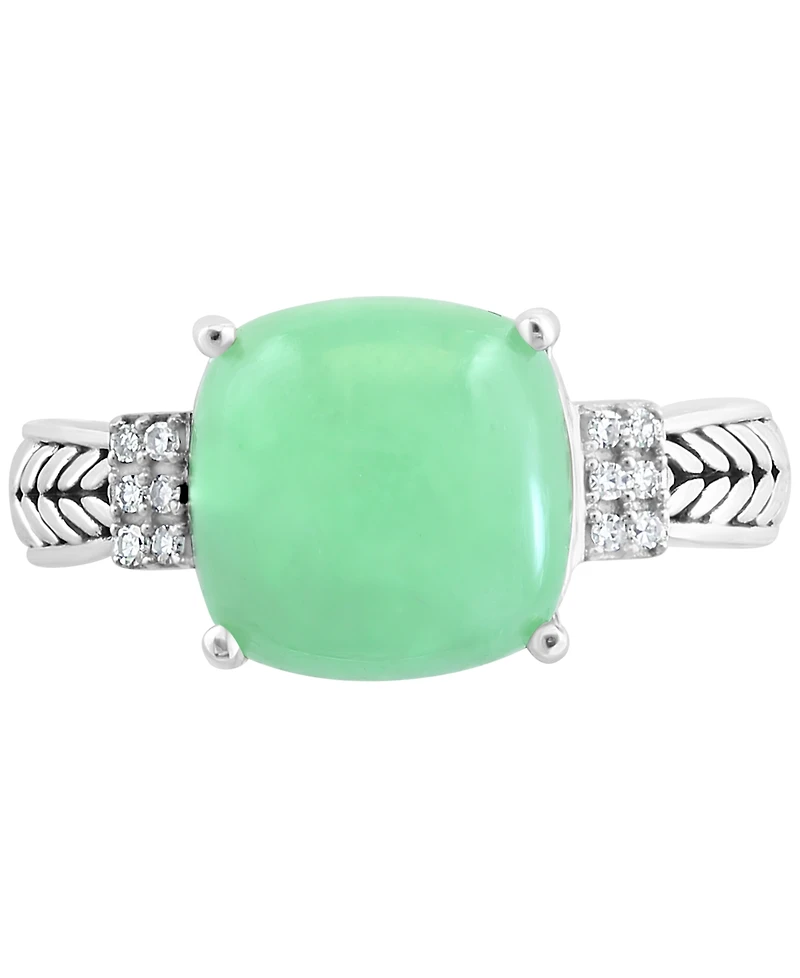 Effy Dyed Green Jade & Diamond (1/20 ct. t.w.) Statement Ring in Sterling Silver