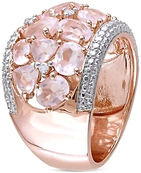 Rose Quartz (6 ct. t.w.) & Diamond (1/20 Openwork Statement Ring Gold-Plated Sterling Silver