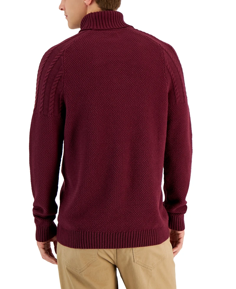 Club Room Men's Chunky Cable Knit Turtleneck Sweater, Created for Macy's