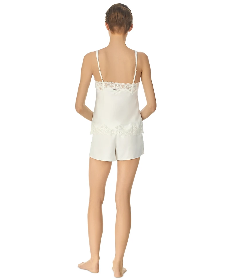 Lauren Ralph Flower-Lace Trim Cami & Shorts Pajama Set