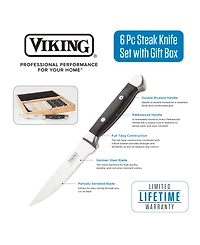 Viking 6 Piece Pakkawood Steak Knife Set with Box