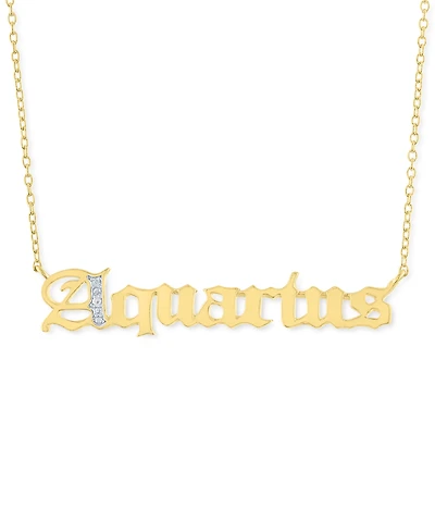 Diamond Accent Zodiac Name 18" Pendant Necklace Sterling Silver or 14k Gold-Plated