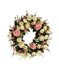 Rose Artificial Wreath, 20"
