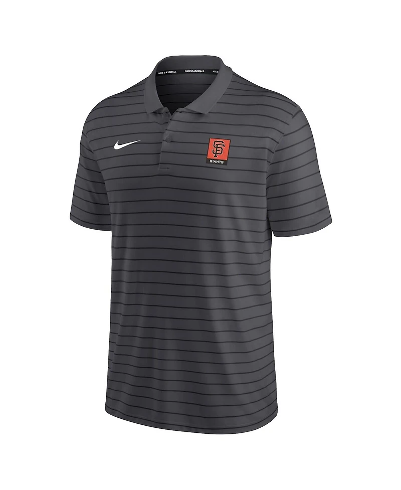 Men's Nike Anthracite San Francisco Giants Authentic Collection Striped Performance Pique Polo Shirt