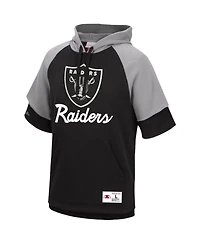 Men's Mitchell & Ness Black Las Vegas Raiders Home Advantage Raglan Short Sleeve Pullover Hoodie