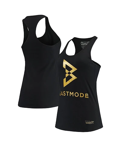 Women's Mitchell & Ness Black Beast Mode Collegiate Logo Racerback Scoop Neck Tank Top